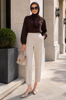 Vêtements hijab BEIGE PANTALON CAROTTE TAILLE ÉLASTIQUE T 81181