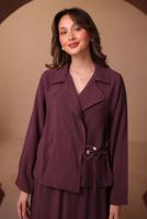 Tesettür giyim BORDO DİYAGONEL KUMAŞ ETEKLİ TAKIM T 1562