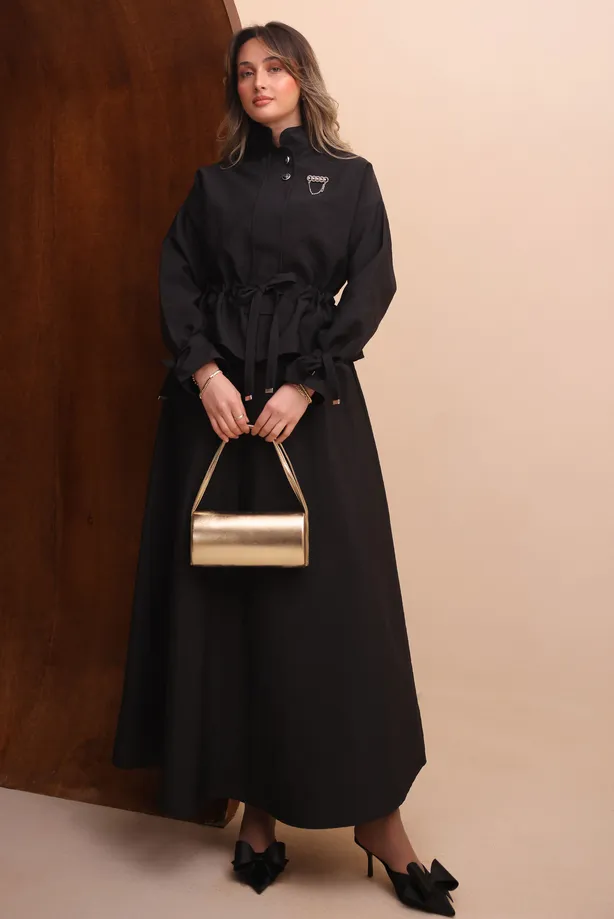 SMOCKED WAIST SKIRTED SUIT T 2272