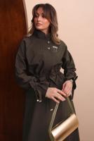 Tesettür giyim KAHVE ETEKLİ BELDEN BÜZGÜLÜ TAKIM T 2272