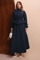 Tesettür giyim LACİVERT ETEKLİ BELDEN BÜZGÜLÜ TAKIM T 2272