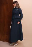 Tesettür giyim LACİVERT ETEKLİ BELDEN BÜZGÜLÜ TAKIM T 2272