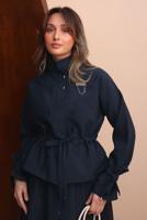 Tesettür giyim LACİVERT ETEKLİ BELDEN BÜZGÜLÜ TAKIM T 2272