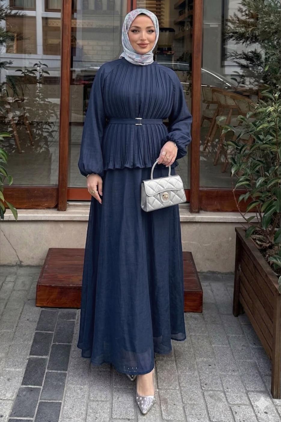 Vêtements hijab BLEU MARINE ENSEMBLE JUPE CEINTURÉE T 2922