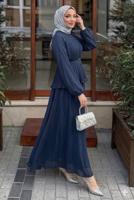 Vêtements hijab BLEU MARINE ENSEMBLE JUPE CEINTURÉE T 2922