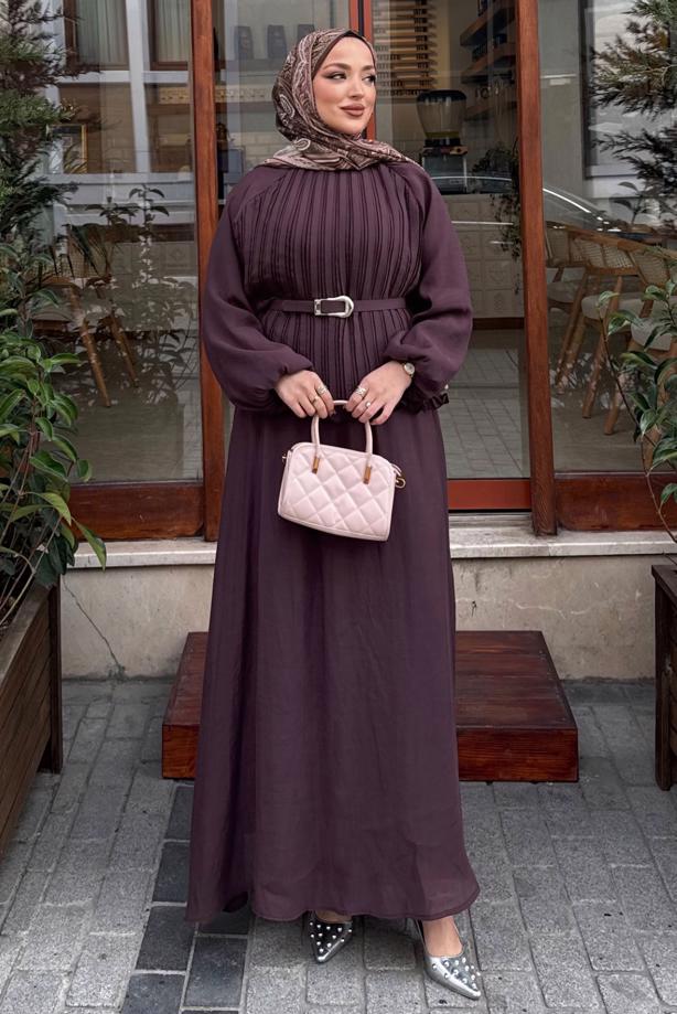 Vêtements hijab PRUNE ENSEMBLE JUPE CEINTURÉE T 2922 - TRENDTESETTÜR