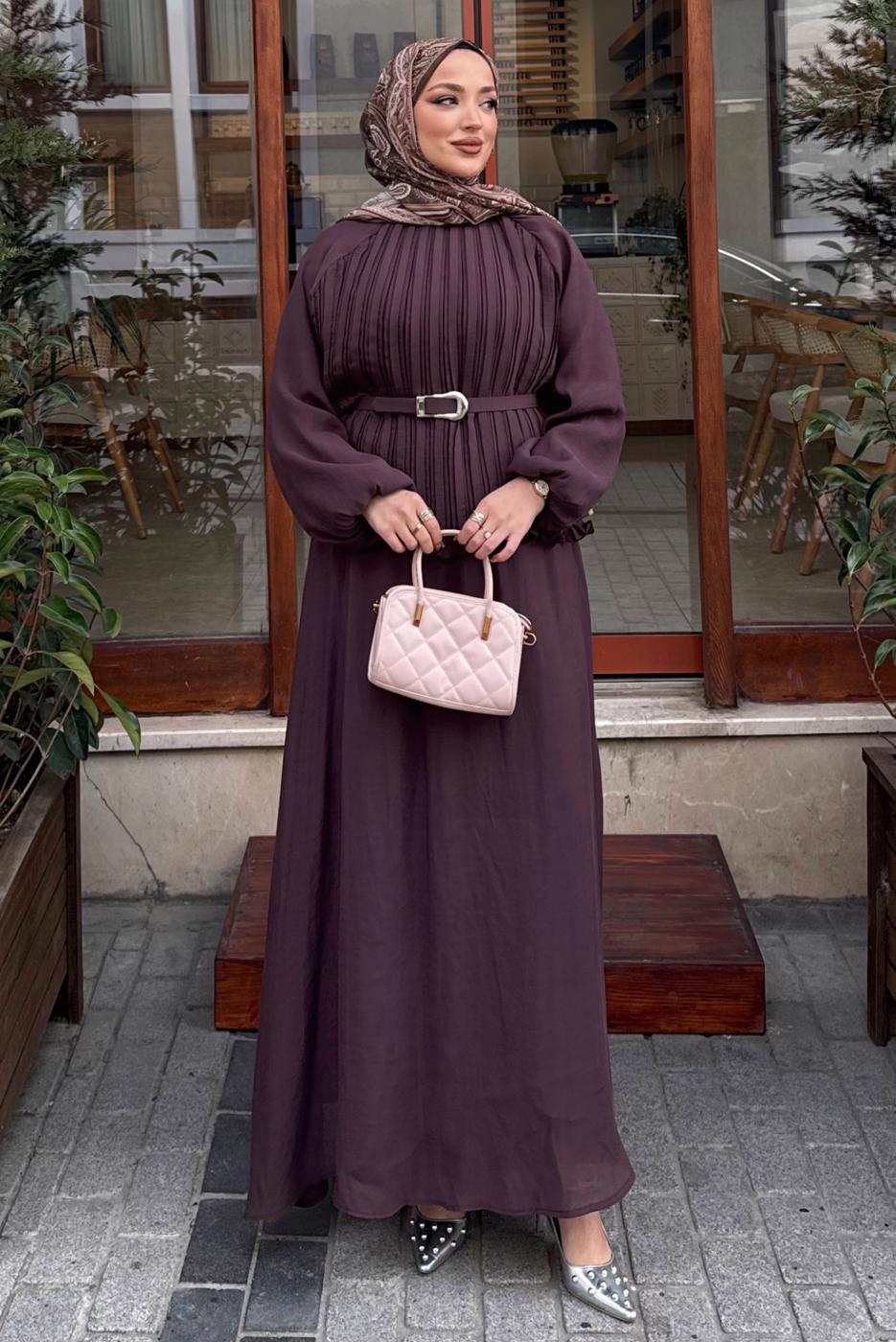 Vêtements hijab PRUNE ENSEMBLE JUPE CEINTURÉE T 2922
