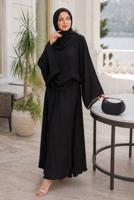 Hijab clothing BLACK CAPE COLLAR SKIRTED SUIT T 2923