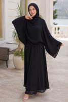 Hijab clothing BLACK CAPE COLLAR SKIRTED SUIT T 2923