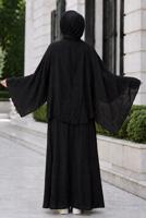 Hijab clothing BLACK CAPE COLLAR SKIRTED SUIT T 2923