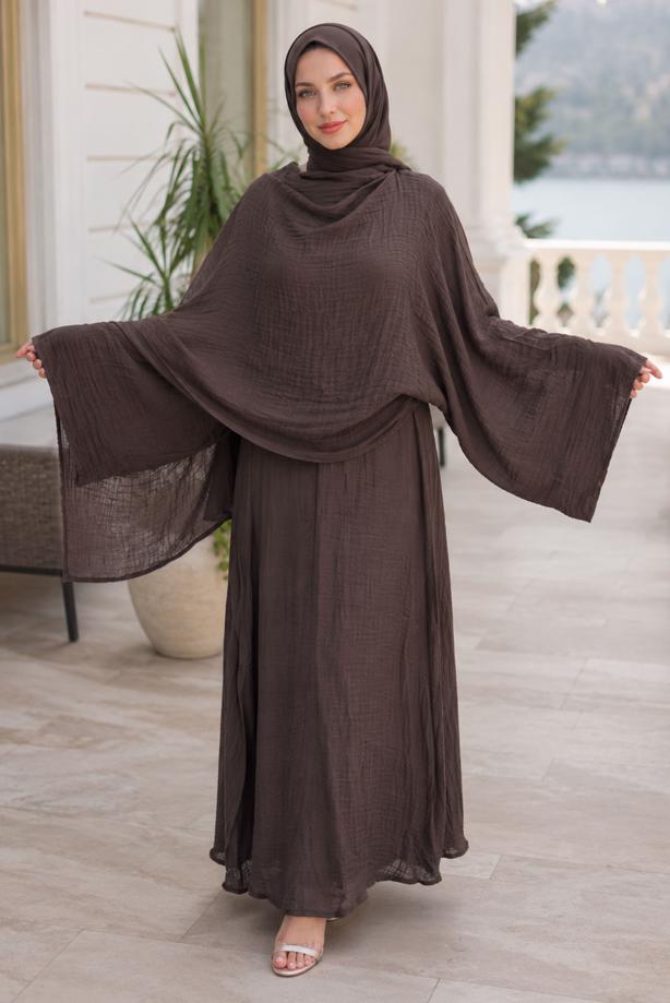 Hijab clothing  CAPE COLLAR SKIRTED SUIT T 2923 - TRENDTESETTÜR