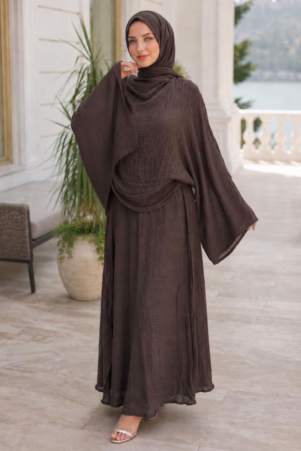 Hijab clothing  CAPE COLLAR SKIRTED SUIT T 2923 - TRENDTESETTÜR