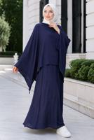 Hijab clothing NAVY BLUE CAPE COLLAR SKIRTED SUIT T 2923