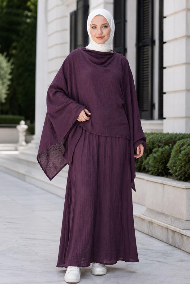 Hijab clothing  CAPE COLLAR SKIRTED SUIT T 2923 - TRENDTESETTÜR
