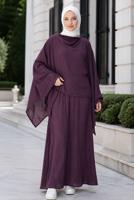 Hijab clothing PLUM CAPE COLLAR SKIRTED SUIT T 2923