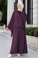 Hijab clothing PLUM CAPE COLLAR SKIRTED SUIT T 2923
