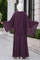 Hijab clothing PLUM CAPE COLLAR SKIRTED SUIT T 2923