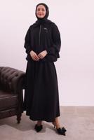 Tesettür giyim SİYAH BOMBER CEKETLİ ETEKLİ TAKIM T 4362