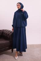 Tesettür giyim LACİVERT BOMBER CEKETLİ ETEKLİ TAKIM T 4362