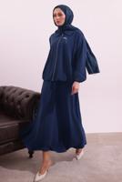 Tesettür giyim LACİVERT BOMBER CEKETLİ ETEKLİ TAKIM T 4362