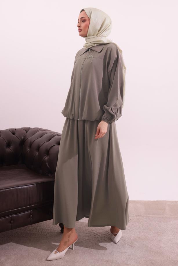 Tesettür giyim VİZON BOMBER CEKETLİ ETEKLİ TAKIM T 4362 - TRENDTESETTÜR