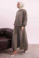 Tesettür giyim VİZON BOMBER CEKETLİ ETEKLİ TAKIM T 4362