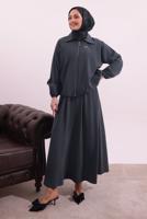 Tesettür giyim GRİ BOMBER CEKETLİ ETEKLİ TAKIM T 4362