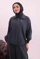 Tesettür giyim GRİ BOMBER CEKETLİ ETEKLİ TAKIM T 4362