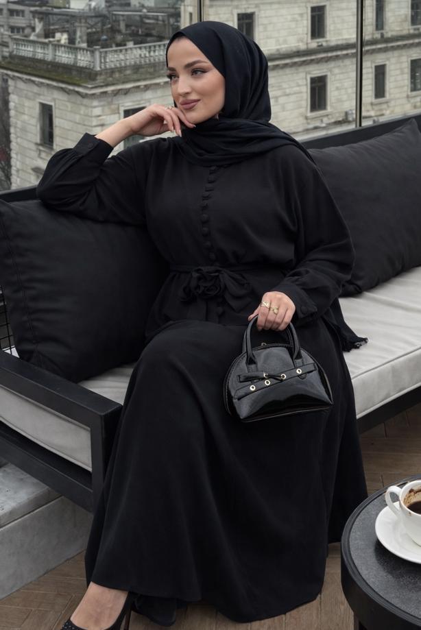 Vêtements hijab NOIR ENSEMBLE JUPE CEINTURÉE T 4722 - TRENDTESETTÜR