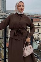 Vêtements hijab BRUN ENSEMBLE JUPE CEINTURÉE T 4722