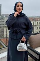 Vêtements hijab BLEU MARINE ENSEMBLE JUPE CEINTURÉE T 4722