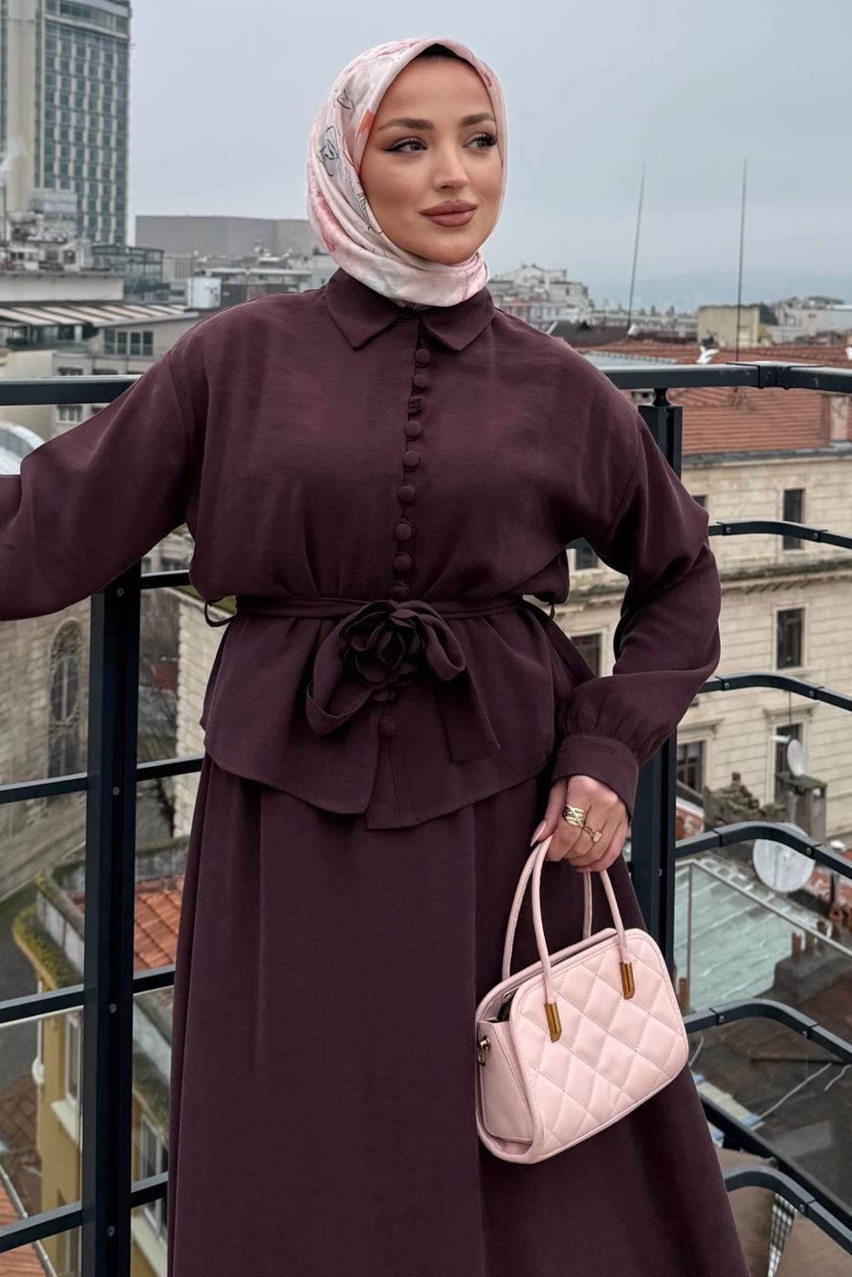Vêtements hijab PRUNE ENSEMBLE JUPE CEINTURÉE T 4722