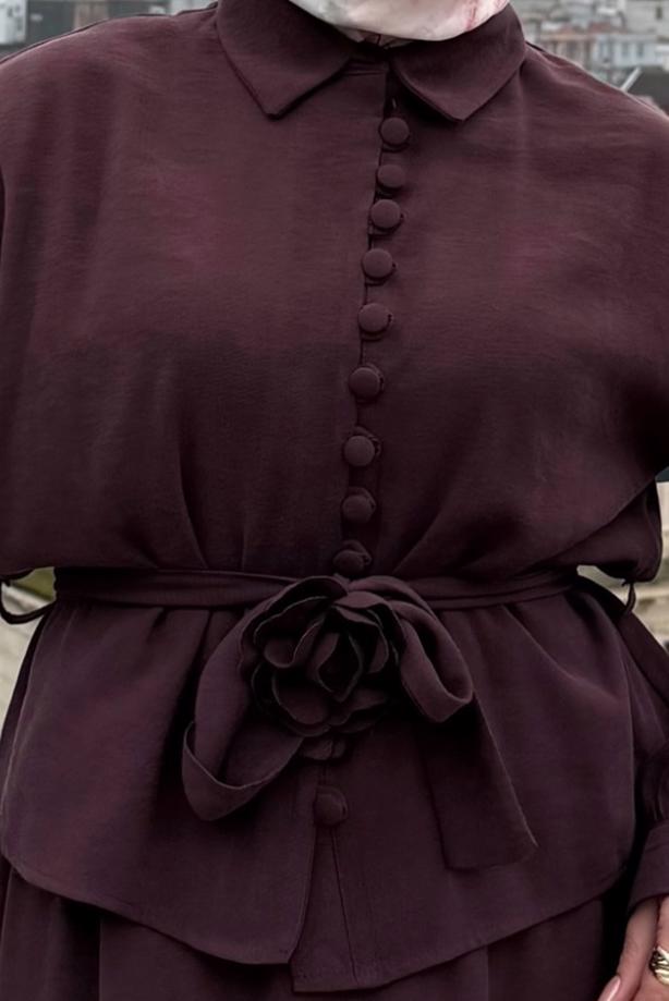 Vêtements hijab PRUNE ENSEMBLE JUPE CEINTURÉE T 4722 - TRENDTESETTÜR