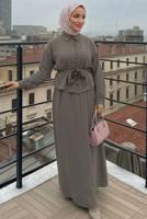 Hijab clothing GREY BELTED SKIRTED SUIT T 4722