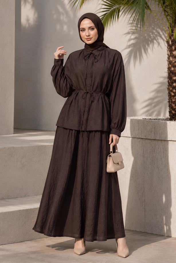 Hijab clothing  BELTED SKIRTED SUIT T 4733 - TRENDTESETTÜR