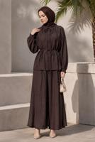 Hijab clothing BROWN BELTED SKIRTED SUIT T 4733