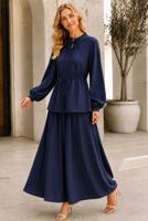Hijab clothing NAVY BLUE BELTED SKIRTED SUIT T 4733