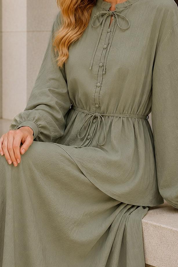 Vêtements hijab VERT ENSEMBLE JUPE CEINTURÉE T 4733 - TRENDTESETTÜR