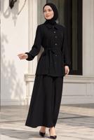 Vêtements hijab NOIR ENSEMBLE JUPE CEINTURÉE DÉTAILLÉE DE GEMMES T 5675