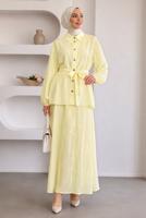 Vêtements hijab JAUNE ENSEMBLE JUPE CEINTURÉE DÉTAILLÉE DE GEMMES T 5675