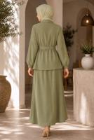 Vêtements hijab KAKI ENSEMBLE JUPE CEINTURÉE DÉTAILLÉE DE GEMMES T 5675