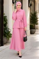 Vêtements hijab ROSE ENSEMBLE JUPE CEINTURÉE DÉTAILLÉE DE GEMMES T 5675