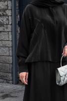 Hijab clothing BLACK SKIRTED SILK CUPRA SUIT T 6522