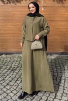 Hijab clothing KHAKI SKIRTED SILK CUPRA SUIT T 6522