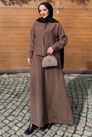 Hijab clothing BROWN SKIRTED SILK CUPRA SUIT T 6522