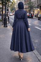 Vêtements hijab BLEU MARINE ENSEMBLE COL CHEMISE JUPE T 7826