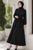 Vêtements hijab NOIR ENSEMBLE JUPE CEINTURÉE T 7890