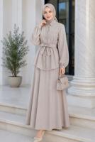 Vêtements hijab BEIGE ENSEMBLE JUPE CEINTURÉE T 7890