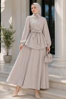 Vêtements hijab BEIGE ENSEMBLE JUPE CEINTURÉE T 7890