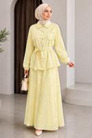 Vêtements hijab JAUNE ENSEMBLE JUPE CEINTURÉE T 7890
